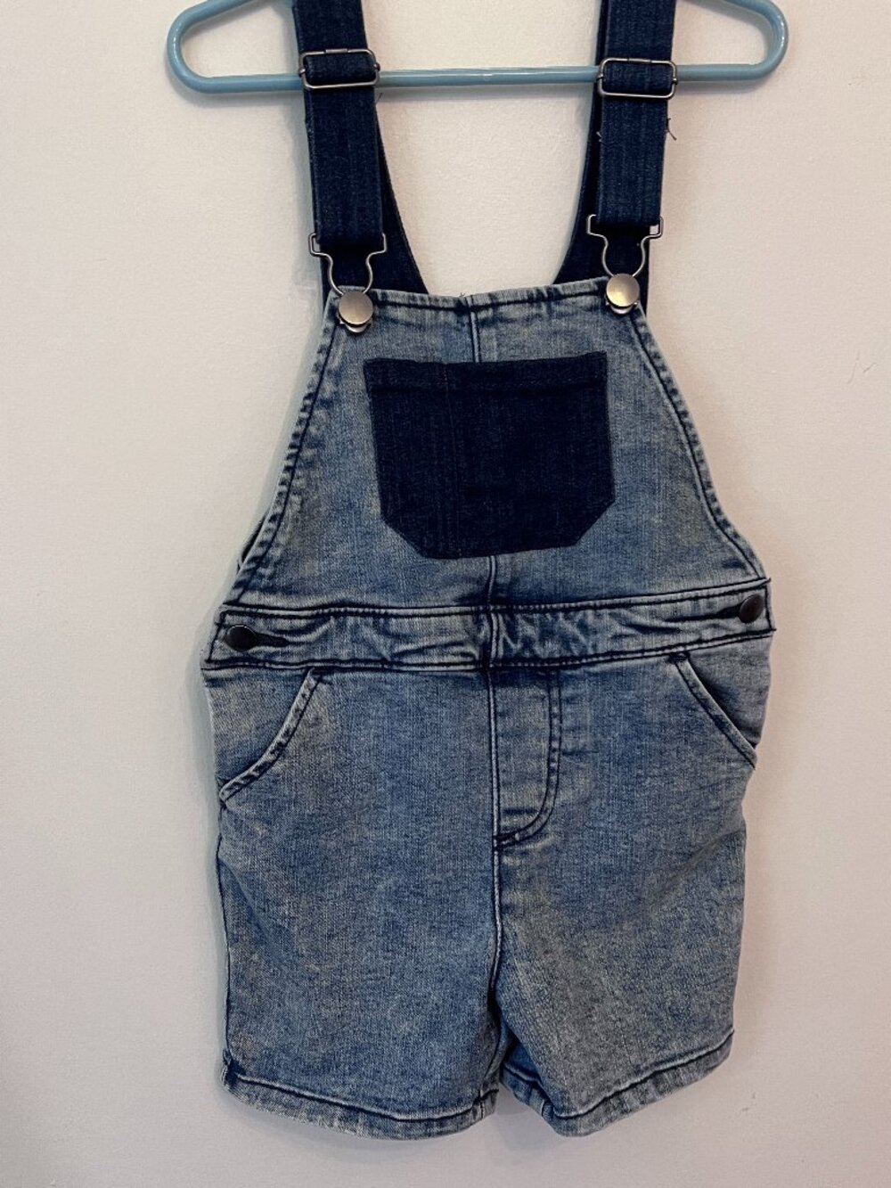 Wonder Nation Toddler Acid Wash Denim Short Overalls - Size 4T